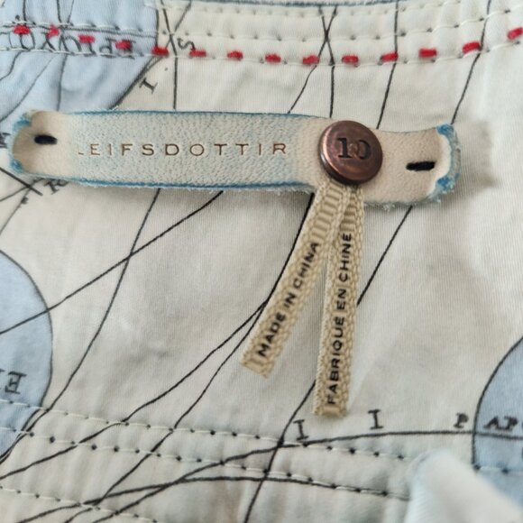 Leifsdottir Blue Denim Pencil Skirt Womens 10 Military Buttons Anthropologie - Picture 3 of 9